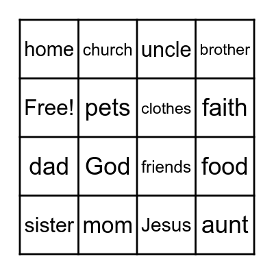 THANKFULNESS BINGO Card