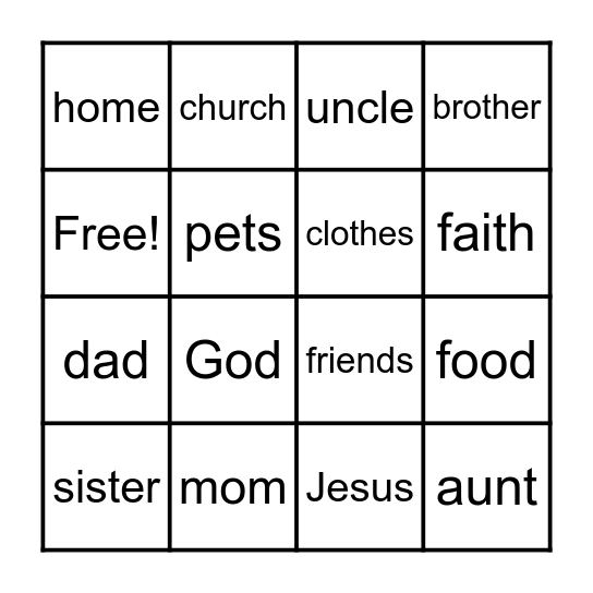 THANKFULNESS BINGO Card