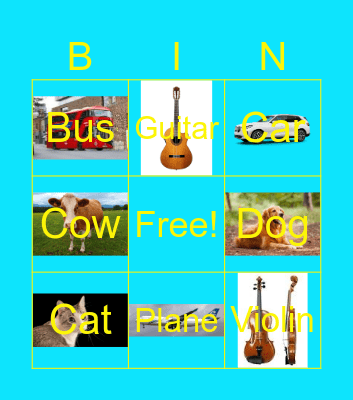 Sounds Bingo cards Bingo Card