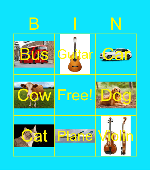 Sounds Bingo cards Bingo Card