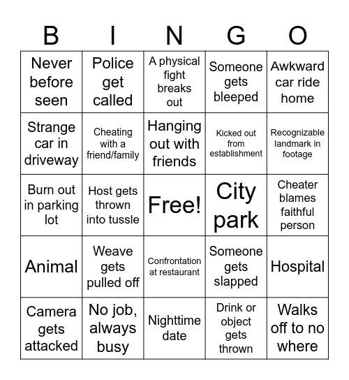 Cheaters Bingo Card