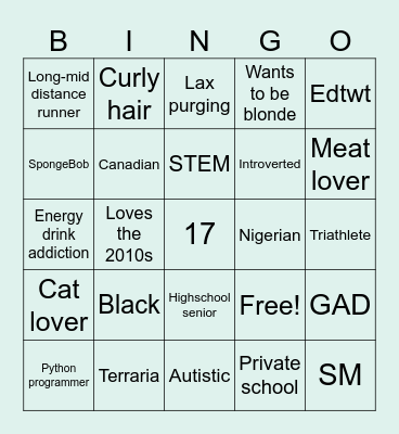 Sam’s bingo Card
