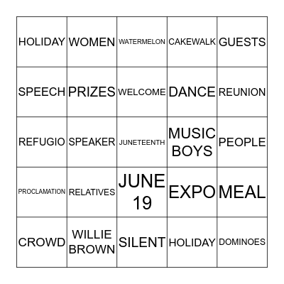 JUNETEENTH BINGO Card