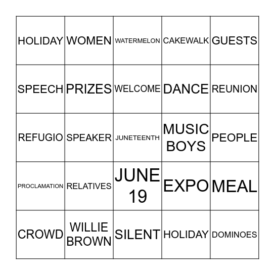 JUNETEENTH BINGO Card