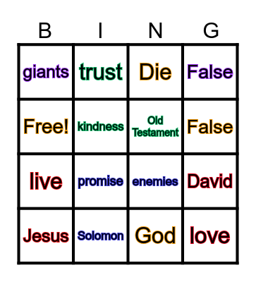 DAVID! Bingo Card
