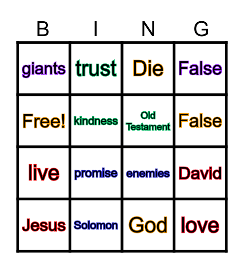 DAVID! Bingo Card