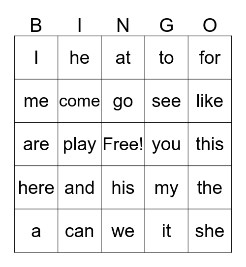 K Sight Words 2nd 9 Weeks Words 1-24 Bingo Card