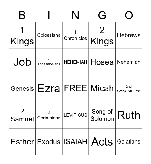 BOOKS OF THE BIBLE Bingo Card