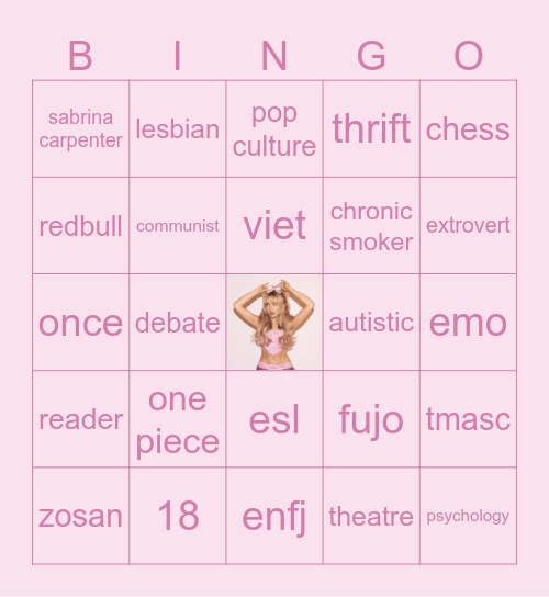 cheese's oomf bingo Card