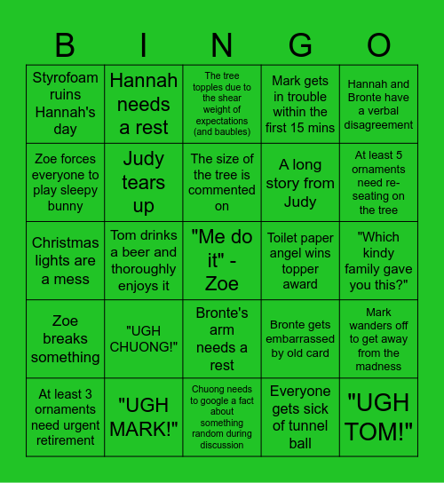 Xmas Tree 2025 Bingo Card