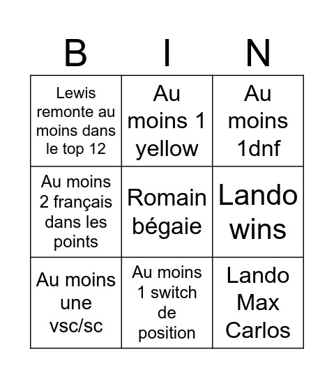 Las Vegas Bingo Card