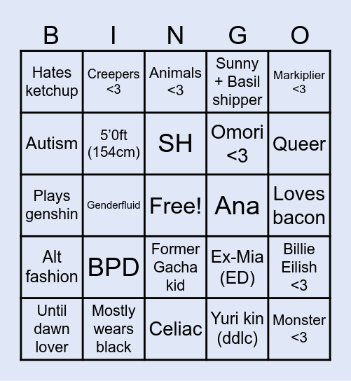 How much are u like Ray? Bingo Card
