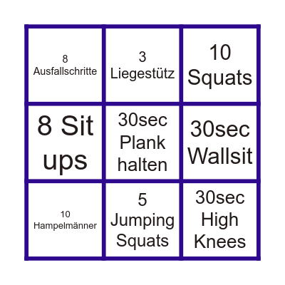 Fitness BINGO Card