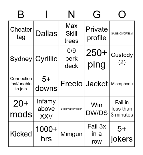 Ło baben pejdej Bingo Card