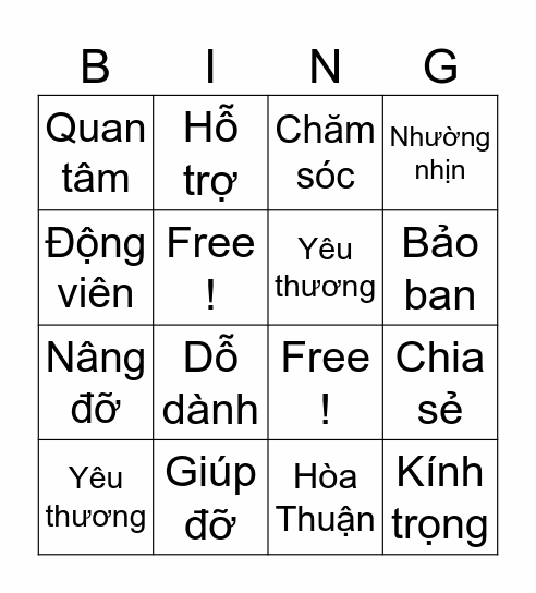 Bingo của má Bingo Card