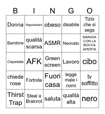 tiktok Bingo Card