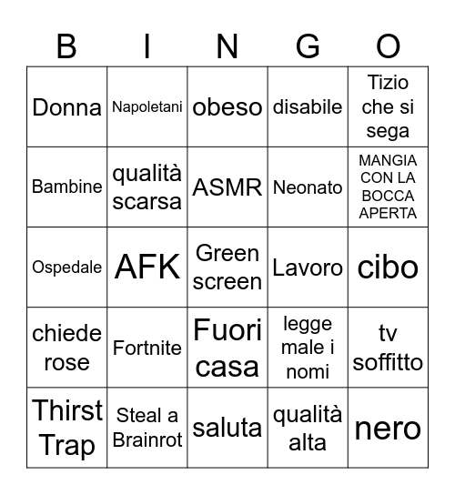 tiktok Bingo Card