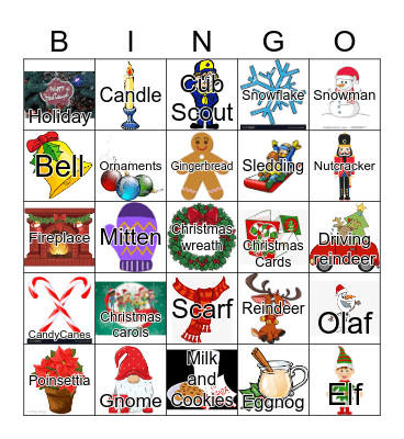 Christmas Pictures Bingo Card