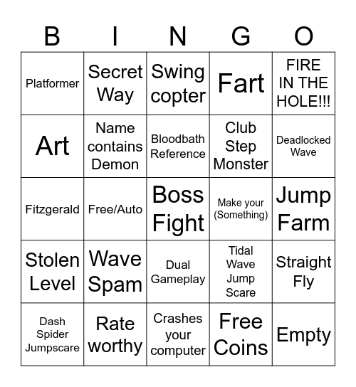 RECENT TAB BINGO Card