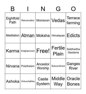 Vocab Bingo Card