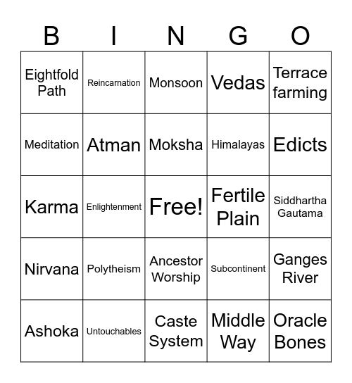 Vocab Bingo Card