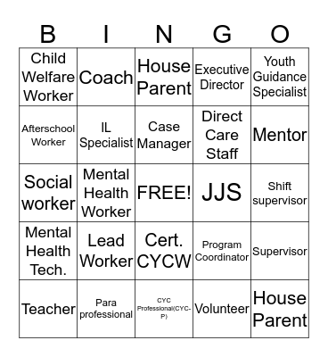 Job Title Bingo Card