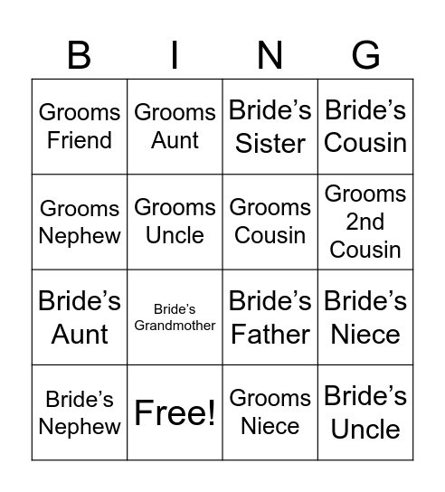Meet the Families Bingo Card