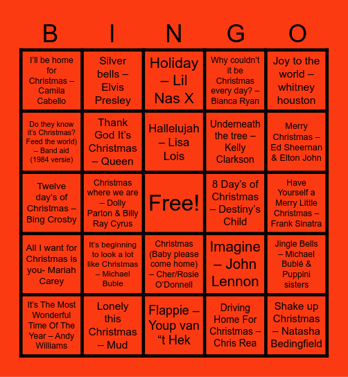 kerstbingo Card