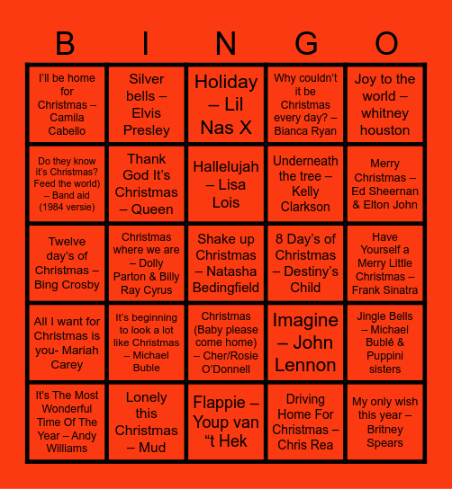 kerstbingo Card