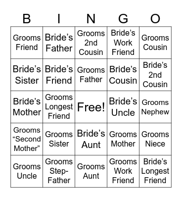 Meet the Families Bingo Card