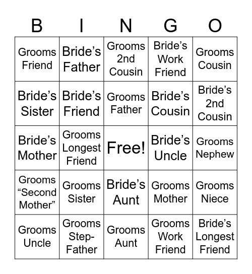 Meet the Families Bingo Card
