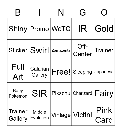 Collect-A-Con Bingo Card