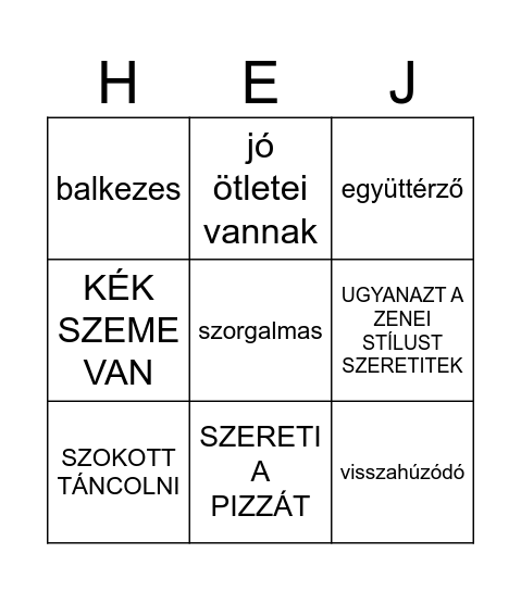 KERESS VALAKIT, AKI/AKINEK... Bingo Card