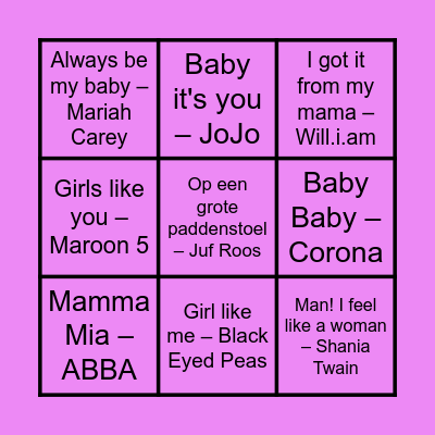 Nikita's baby muziekbingo Card