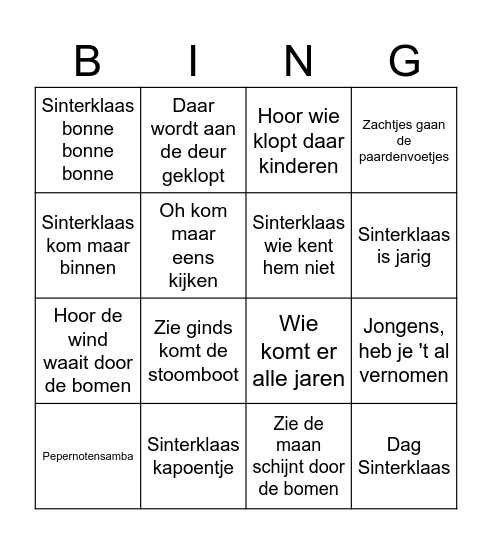 Sinterklaasliedjes 2024 (spotify) Bingo Card