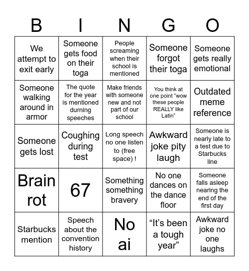 Convention bingo Card
