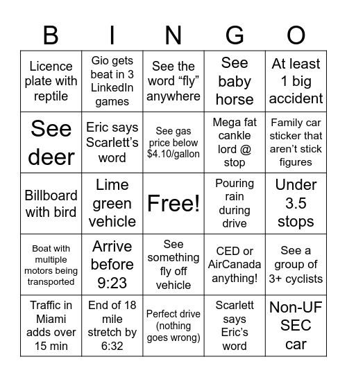 Move-Out drive 2026 Bingo Card