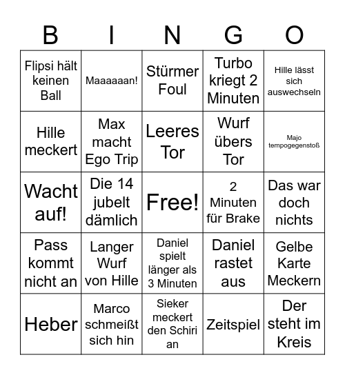 TUS Brake Bingo Card