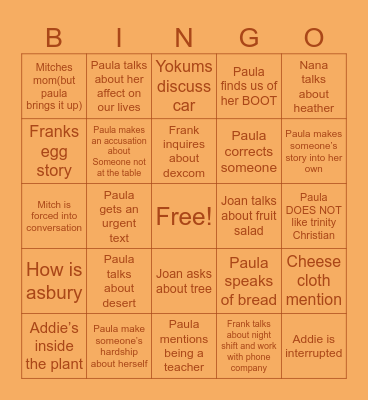 Thanksgiving Bongoo Bingo Card