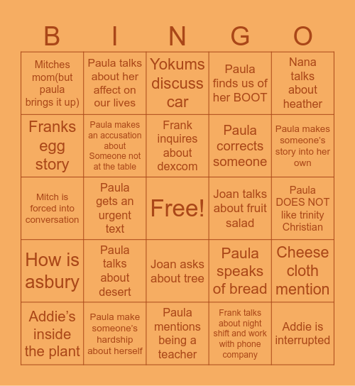Thanksgiving Bongoo Bingo Card