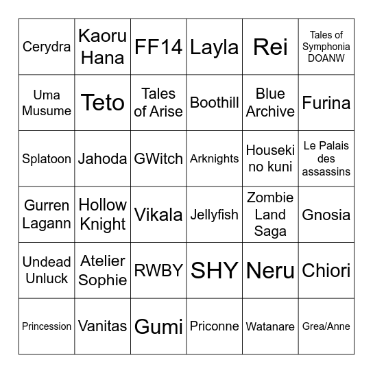 Le bingo IMPOSSIBLE Bingo Card