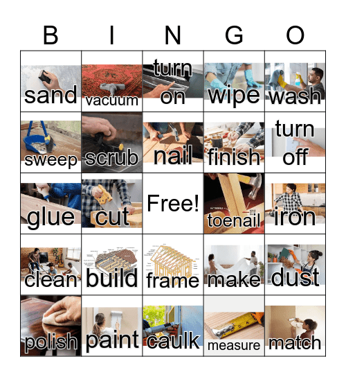 Work Verbs Bingo Card