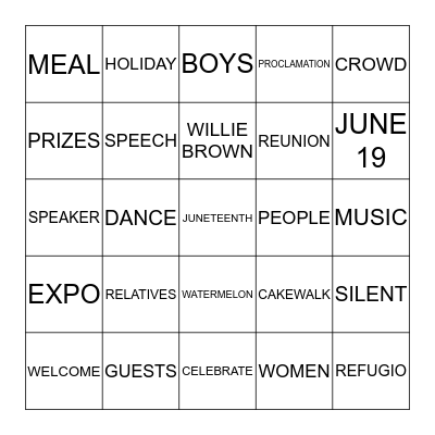 JUNETEENTH BINGO Card