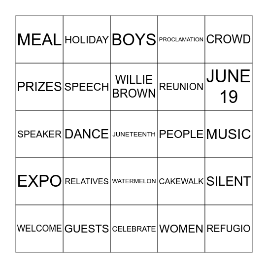JUNETEENTH BINGO Card