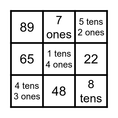 Place Value Bingo Card