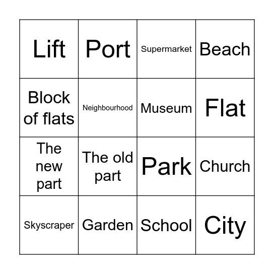 City Bingo Card