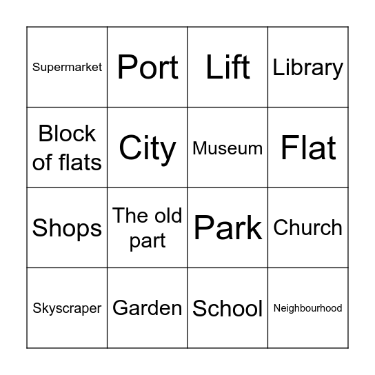 City Bingo Card