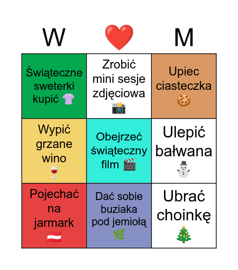 Świąteczne Bingo Card
