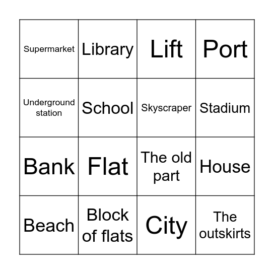 City Bingo Card