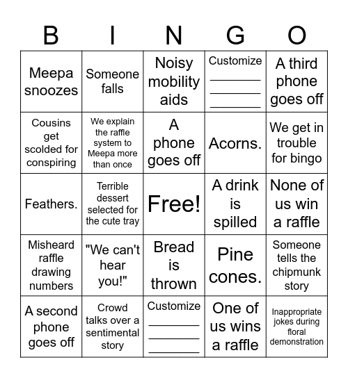Garden Luncheon Bingo Card